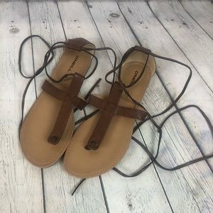 O’Neill Lace up Brown Faux Leather Sandals 9